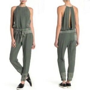 Young Fabulous & Broke Diego Linen Blend Jumpsuit M in Seaglass Green EC